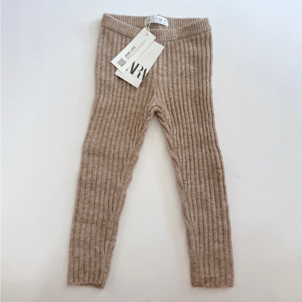 Zara Kids Ribbed Leggings - Tan